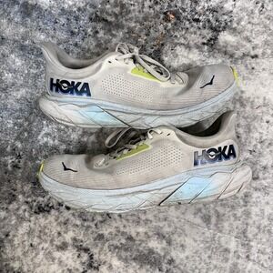 Hoka Bondi 7 Men's Running Shoes Light Gray Yellow Blue Size 11.2 E